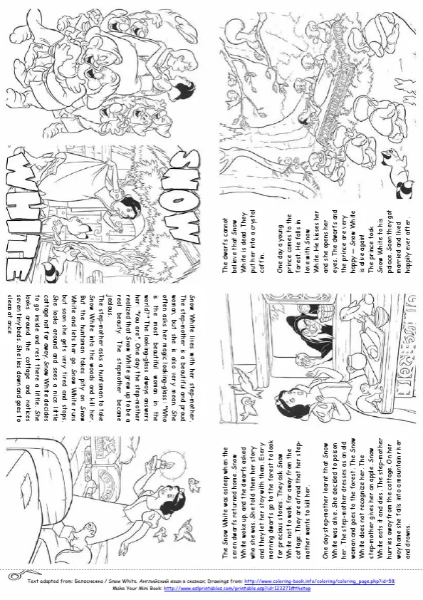 Snow White Story Mini Book Worksheet Preview