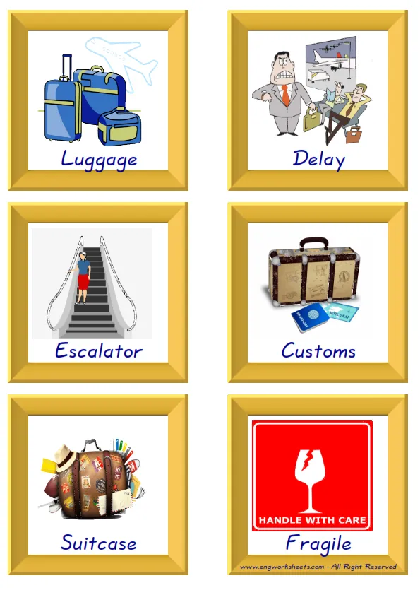 ESL Flashcard together with words containing Airport picture for kids and teachers. Worksheet Preview