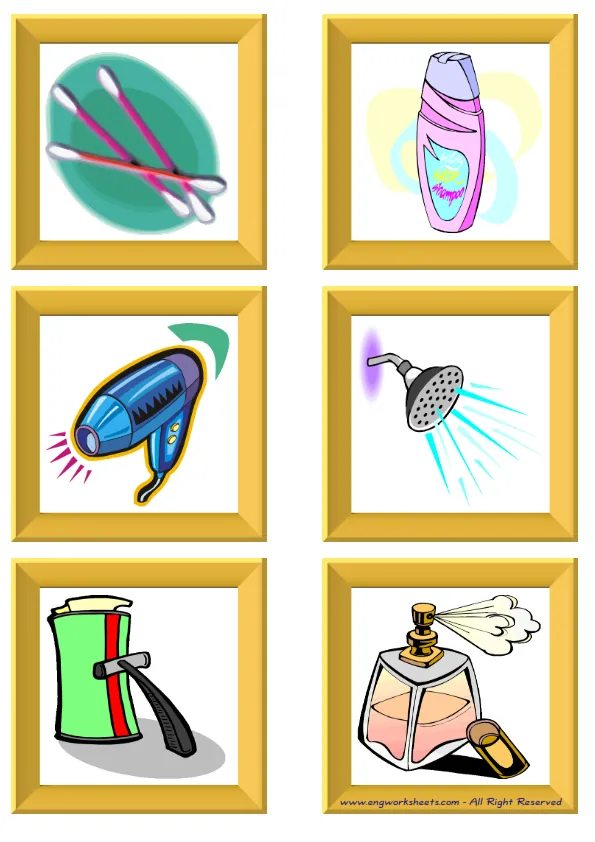 ESL Flashcard without words containing Bathroom picture for kids and teachers. Worksheet Preview