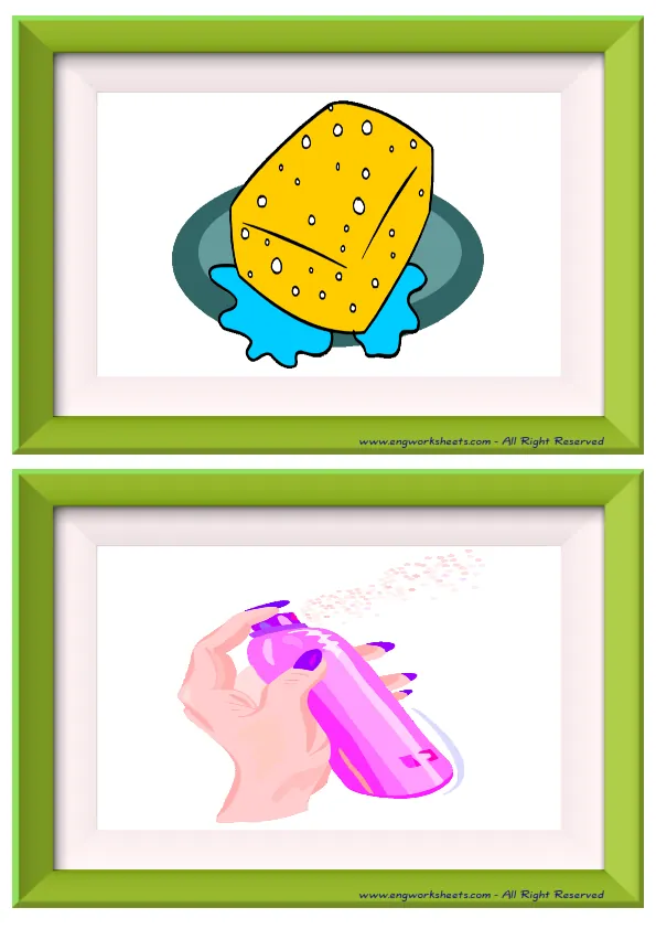 Half page ESL Flashcard without words containing Bathroom picture for kids and teachers. Worksheet Preview