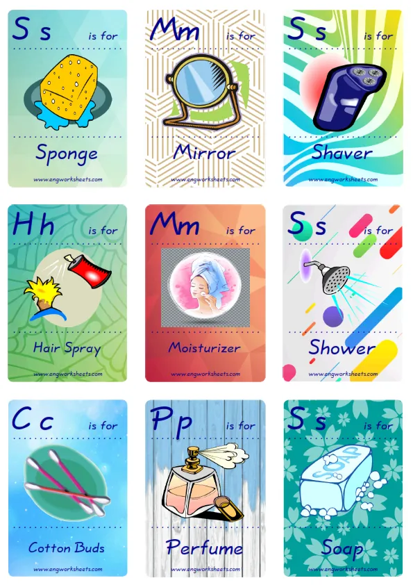 Mini size ESL Flashcard Bathroom for kids and teachers. Worksheet Preview