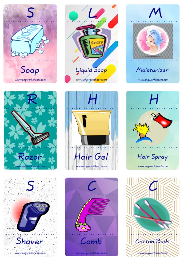 Mini size enjoyable ESL Flashcard Bathroom for kids and teachers. Worksheet Preview