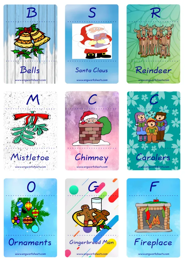Mini size enjoyable ESL Flashcard Christmas for kids and teachers. Worksheet Preview