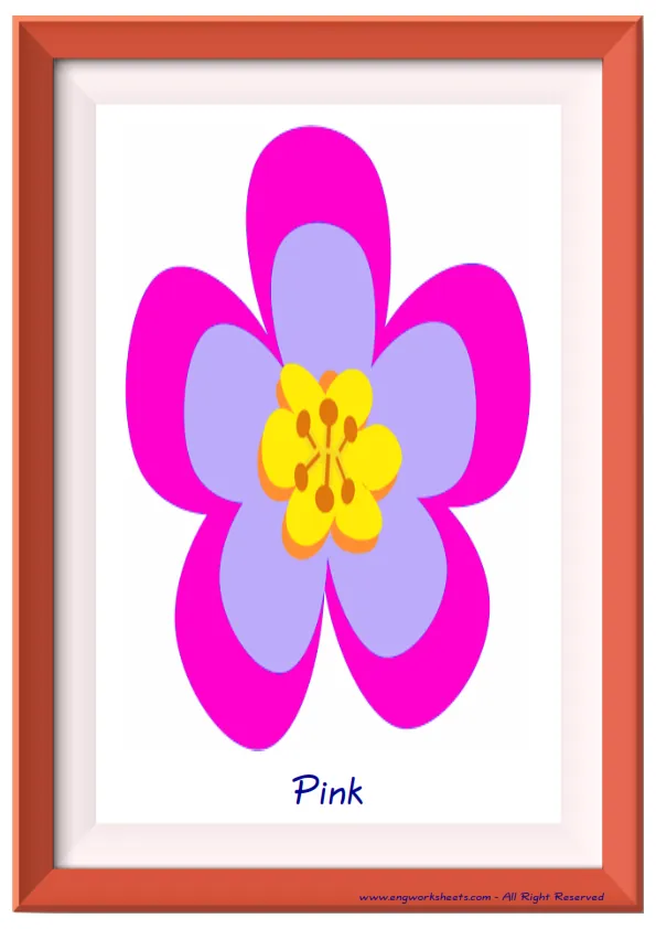 Full page ESL Flashcard together with words containing Colour picture for kids and teachers. Worksheet Preview