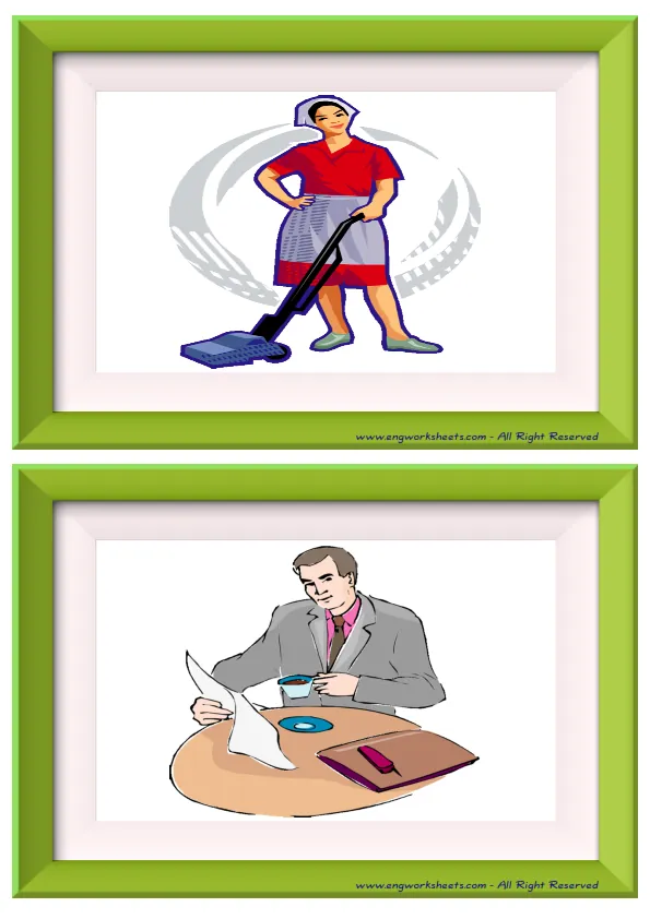 Half page ESL Flashcard without words containing Daily Routine picture for kids and teachers.