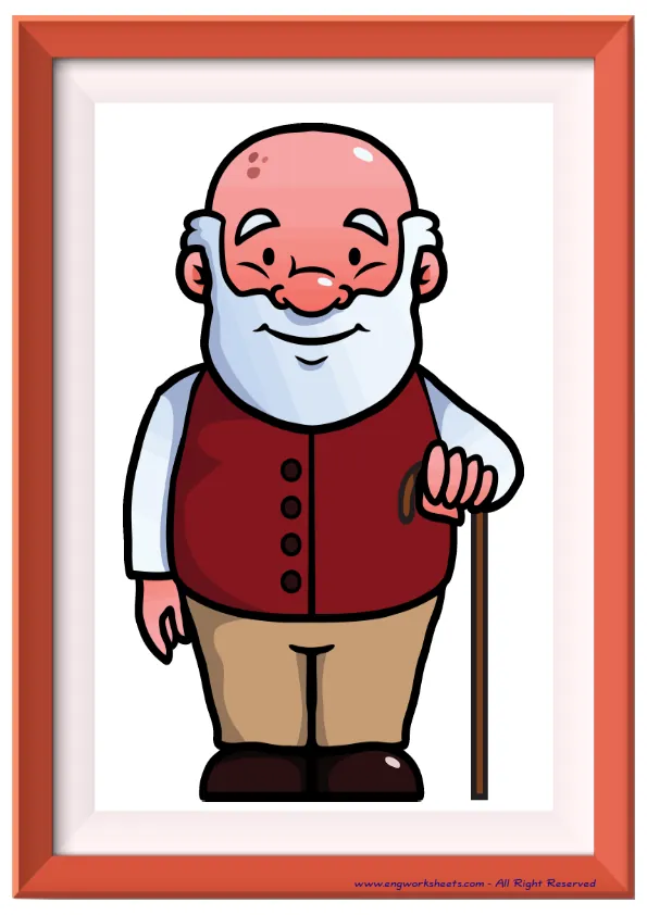 Full page ESL Flashcard without words containing Family Member picture for kids and teachers. Worksheet Preview