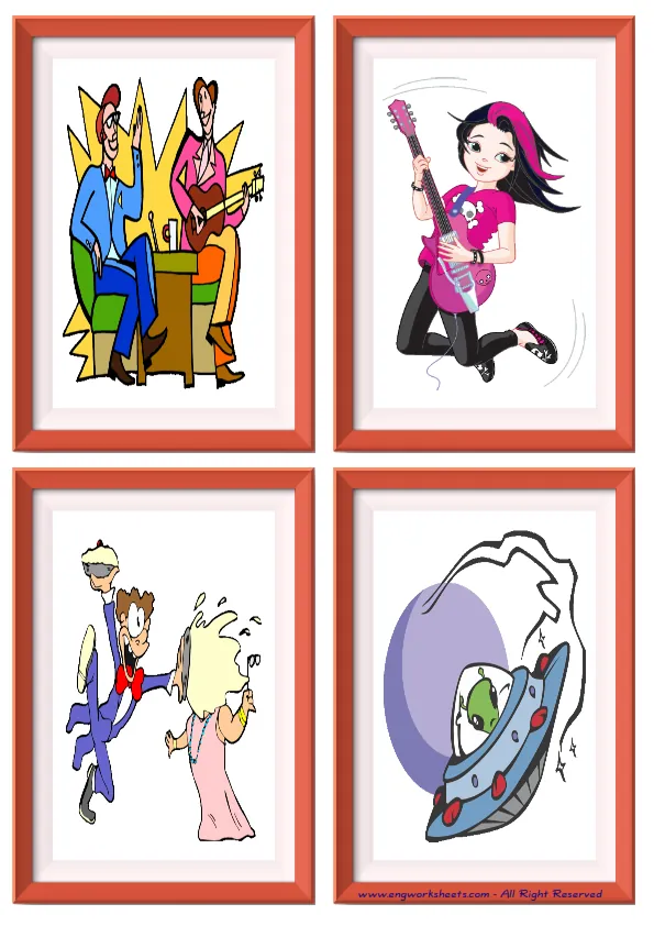 Quarter page ESL Flashcard without words containing Films Movies picture for kids and teachers. Worksheet Preview