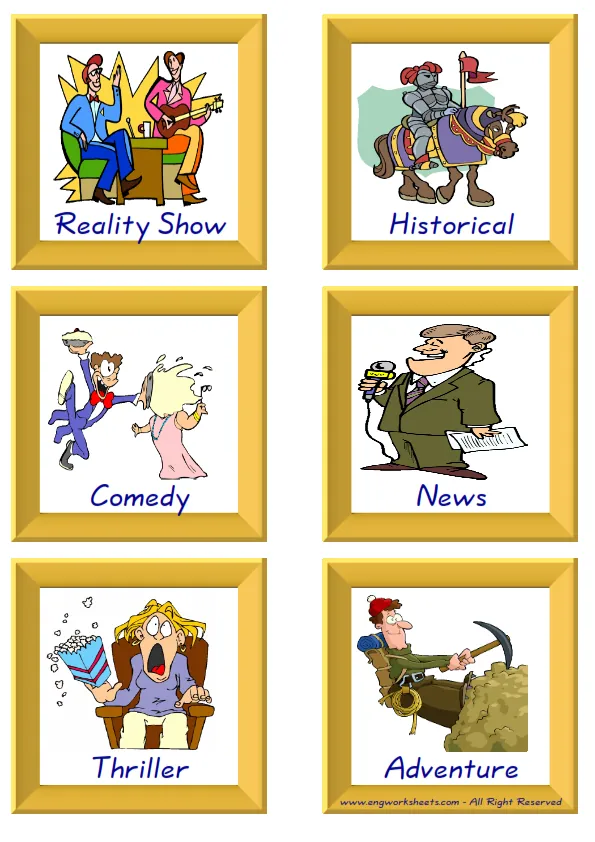 ESL Flashcard together with words containing Films Movies picture for kids and teachers. Worksheet Preview