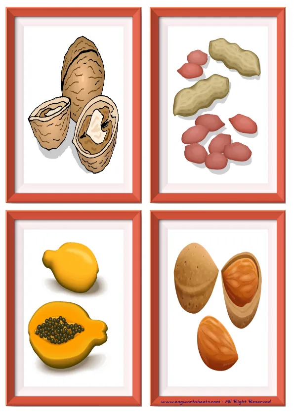 Quarter page ESL Flashcard without words containing Fruits picture for kids and teachers.