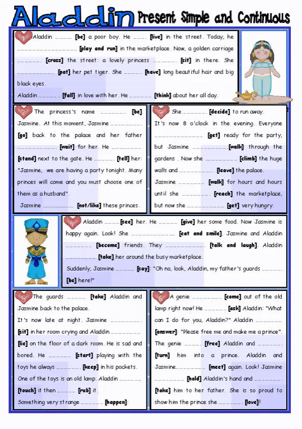 Fairy Tales - Aladdin Worksheet Preview