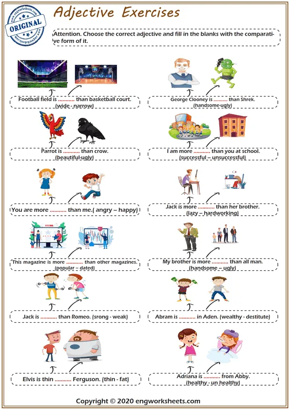 Comparative Adjectives Fill-in-the-Blanks Worksheet