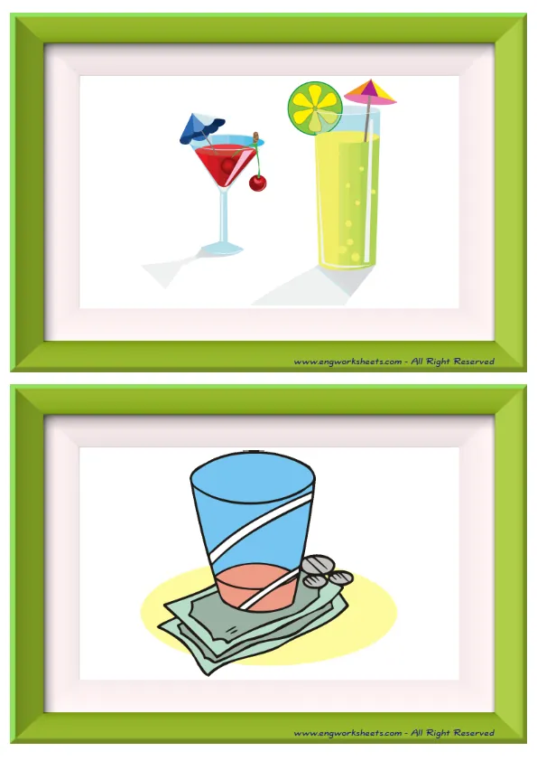 Half page ESL Flashcard without words containing Restaurant picture for kids and teachers.