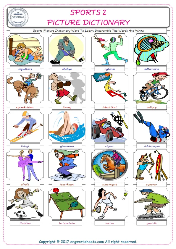 Sports ESL Worksheets For kids, the exercise worksheet of finding the words given complexly and supplying the correct one. Worksheet Preview