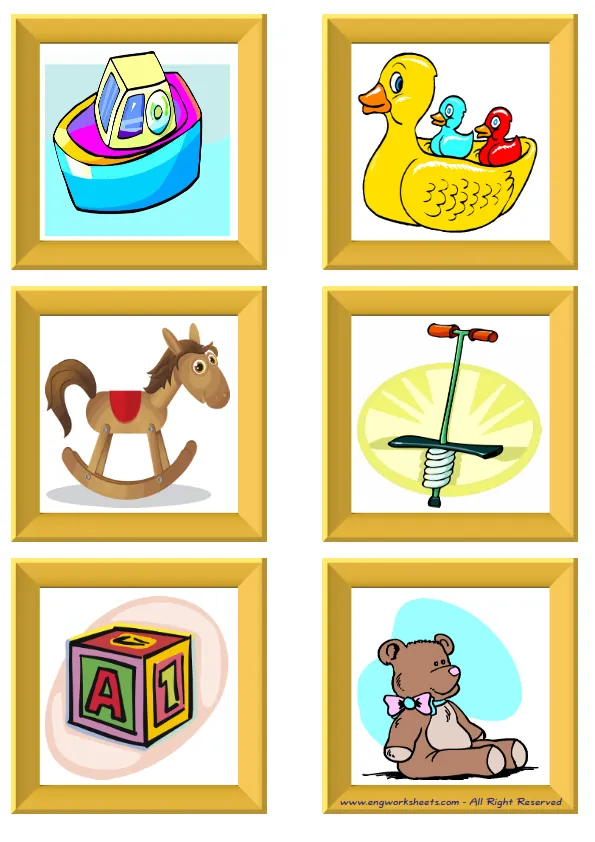 ESL Flashcard without words containing Toys picture for kids and teachers.