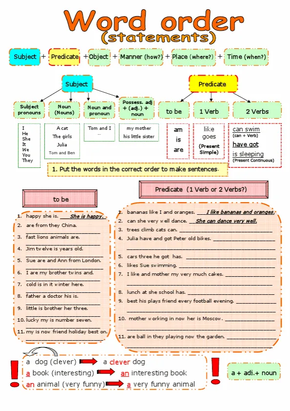 Word Order In Statements And Questions Worksheet Preview