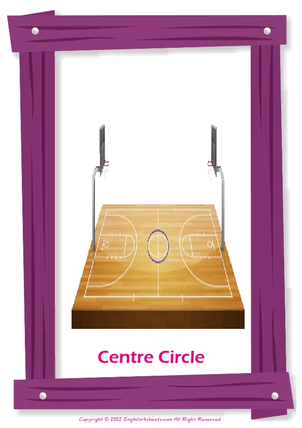 Basketball English vocabulary worksheet with full-page words