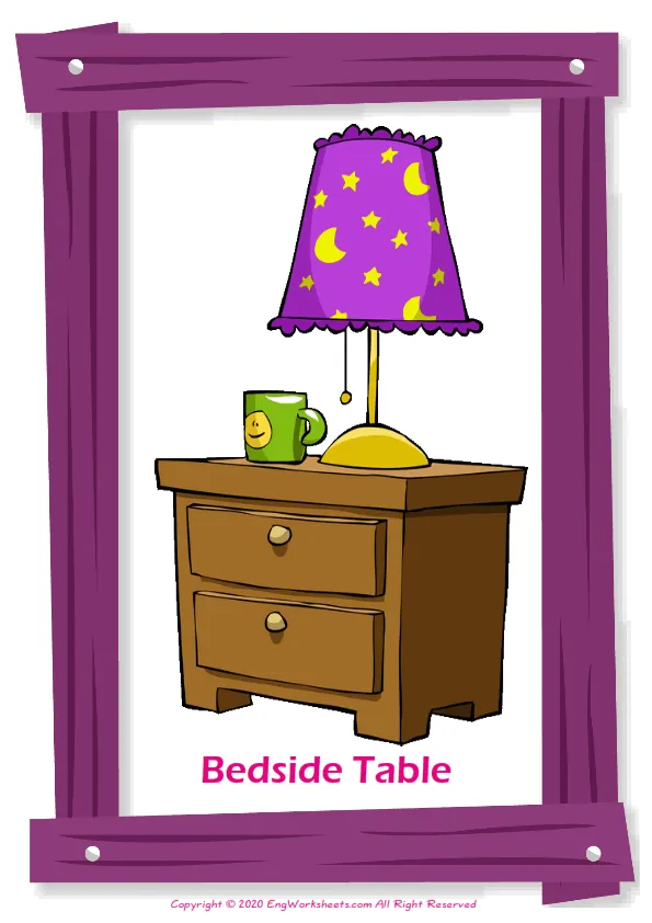 Bedroom English vocabulary worksheet with full-page words Worksheet Preview