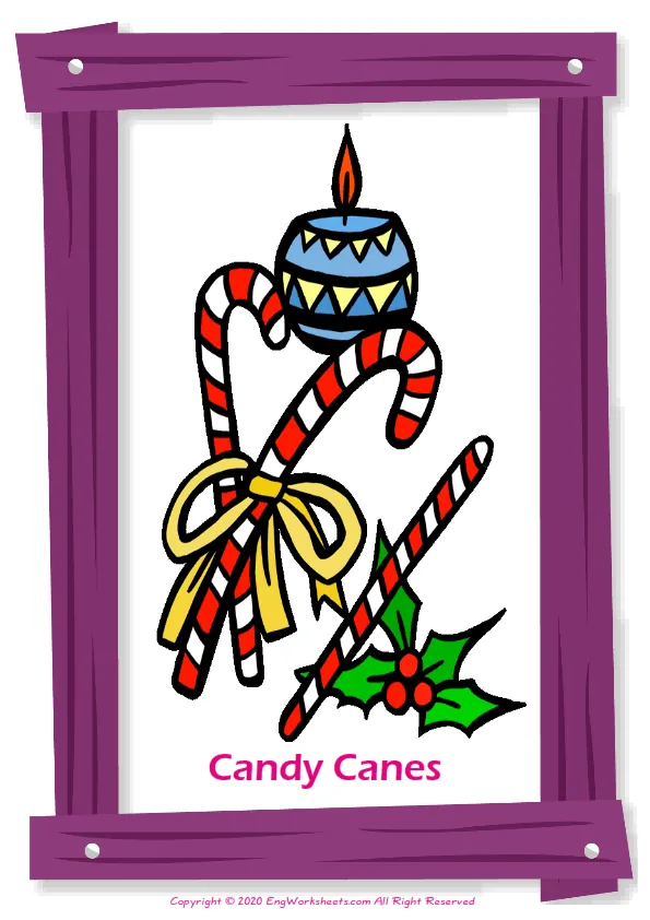 Christmas English vocabulary worksheet with full-page words