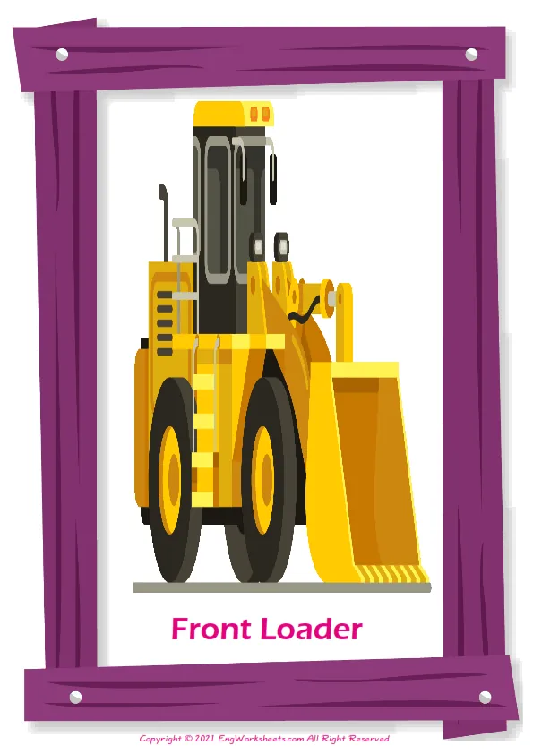 Construction Trucks English vocabulary worksheet with full-page words Worksheet Preview