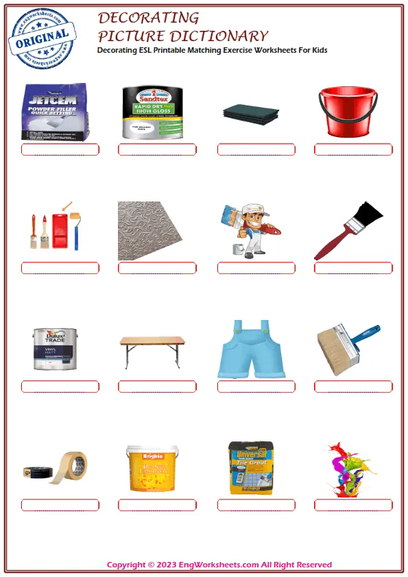 Decorating ESL Printable Matching Exercise Worksheets For Kids Worksheet Preview