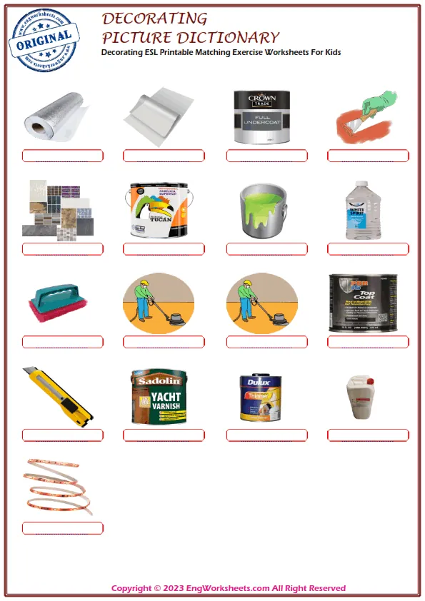 Decorating ESL Printable Matching Exercise Worksheets For Kids Worksheet Preview