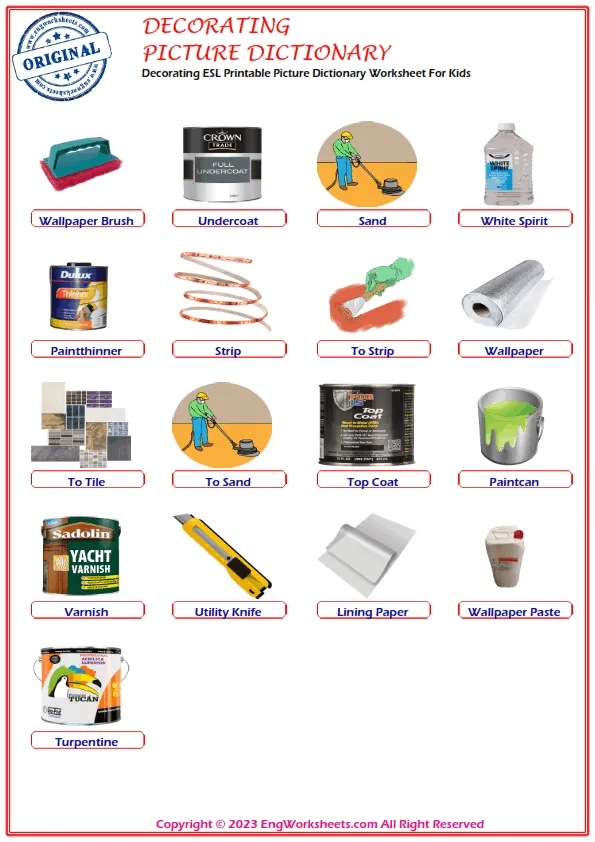 Decorating ESL Printable Picture Dictionary Worksheet For Kids Worksheet Preview