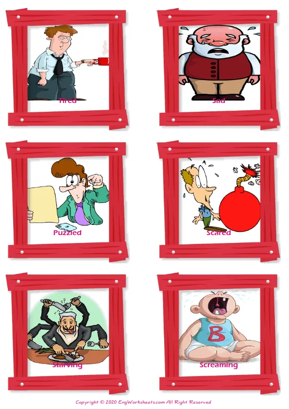 Describing People vocabulary worksheet with words, six images per page