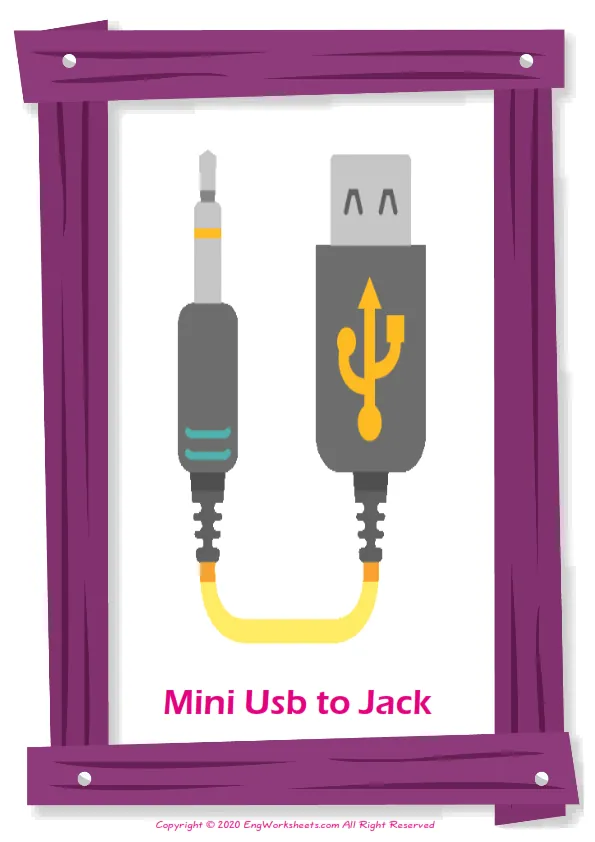 Devices English vocabulary worksheet with full-page words