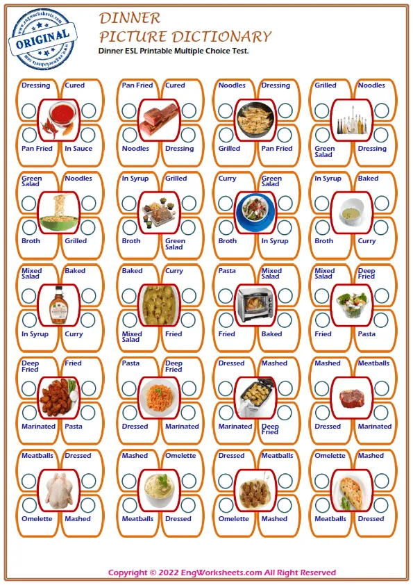 Dinner ESL Printable Unscramble the Words Worksheet For Kids Worksheet Preview