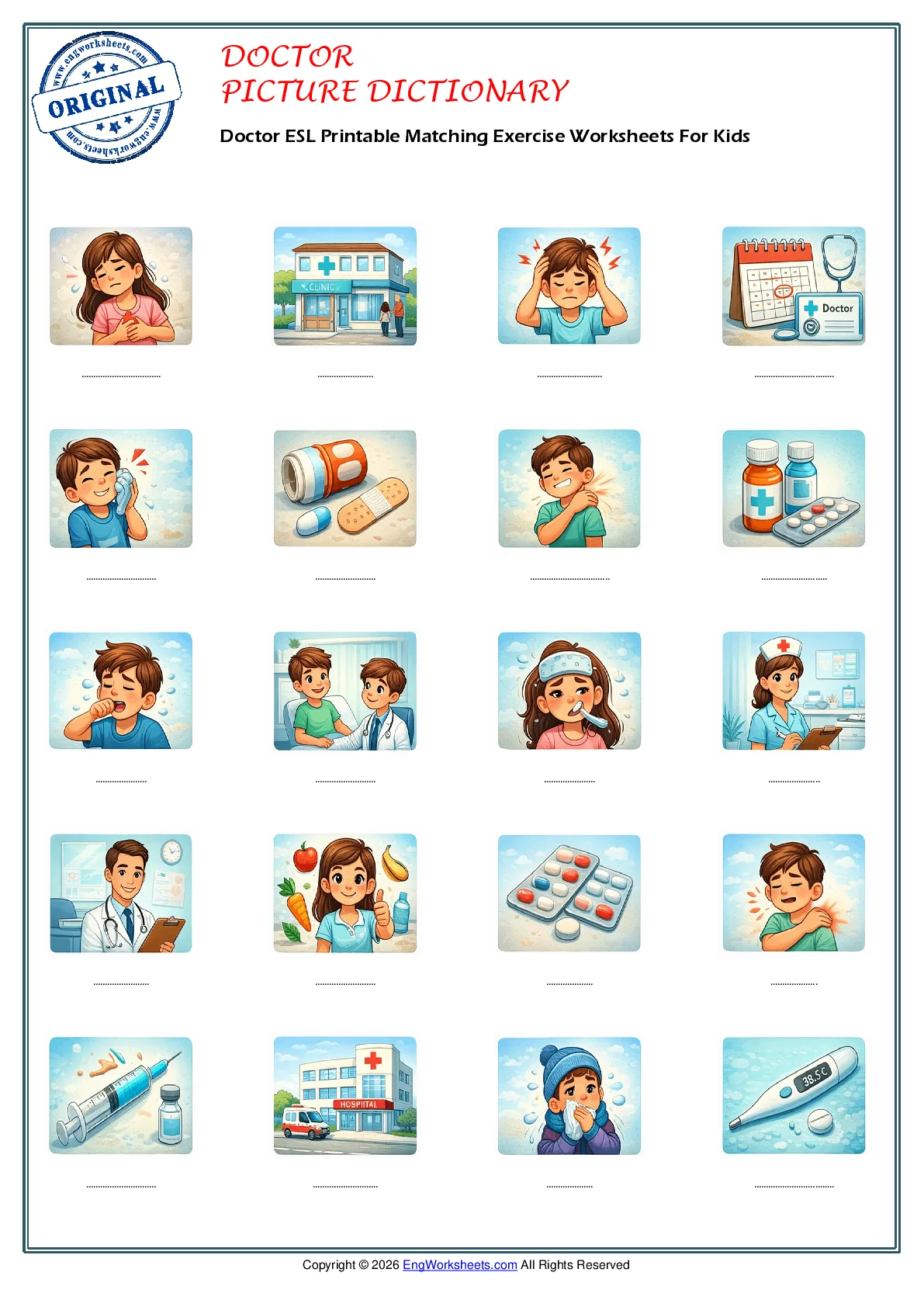 Doctor ESL Printable Matching Exercise Worksheets For Kids Worksheet Preview