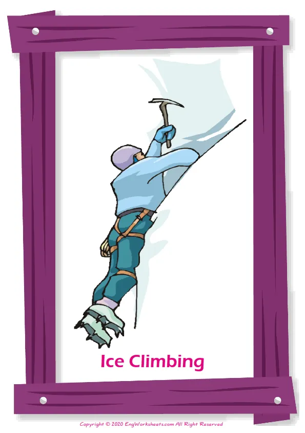 Extreme Sports Land English vocabulary worksheet with full-page words