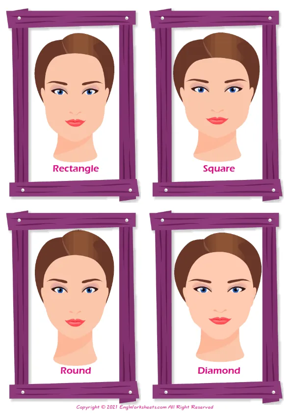 Face Shapes ESL Printable Unscramble the Words English Worksheet. Worksheet Preview