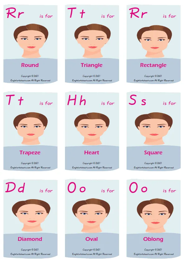 Face Shapes ESL Missing Letters In Words Exercise Worksheet