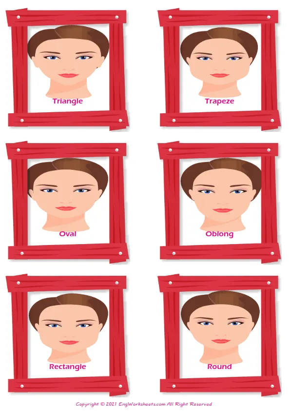 Face Shapes ESL Printable Multiple Choice Test.
