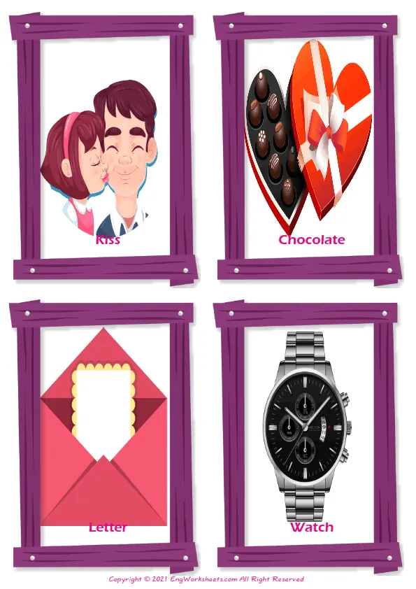 Father's Day vocabulary worksheet with words, four images per page Worksheet Preview