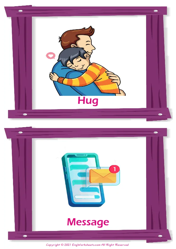 Father's Day vocabulary worksheet with words, two images per page Worksheet Preview