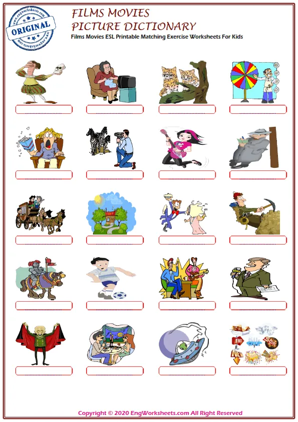 Films Movies ESL Printable Matching Exercise Worksheets For Kids Worksheet Preview