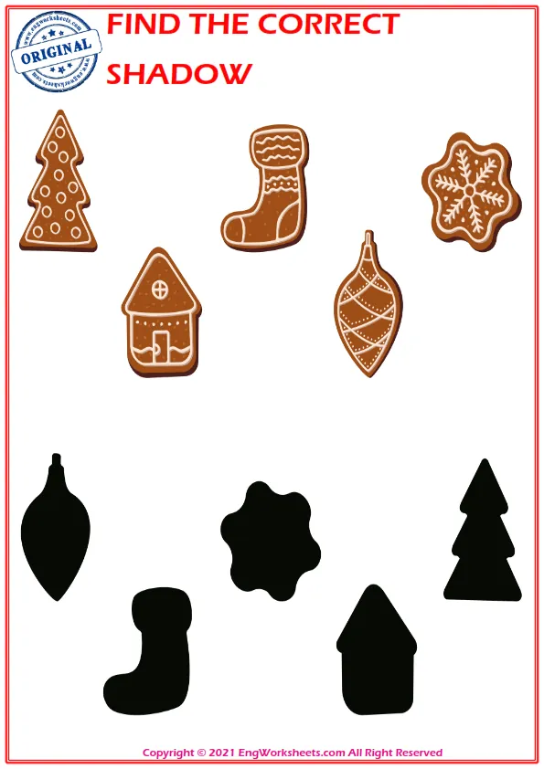 Find the correct shadow educational matching game worksheets for children