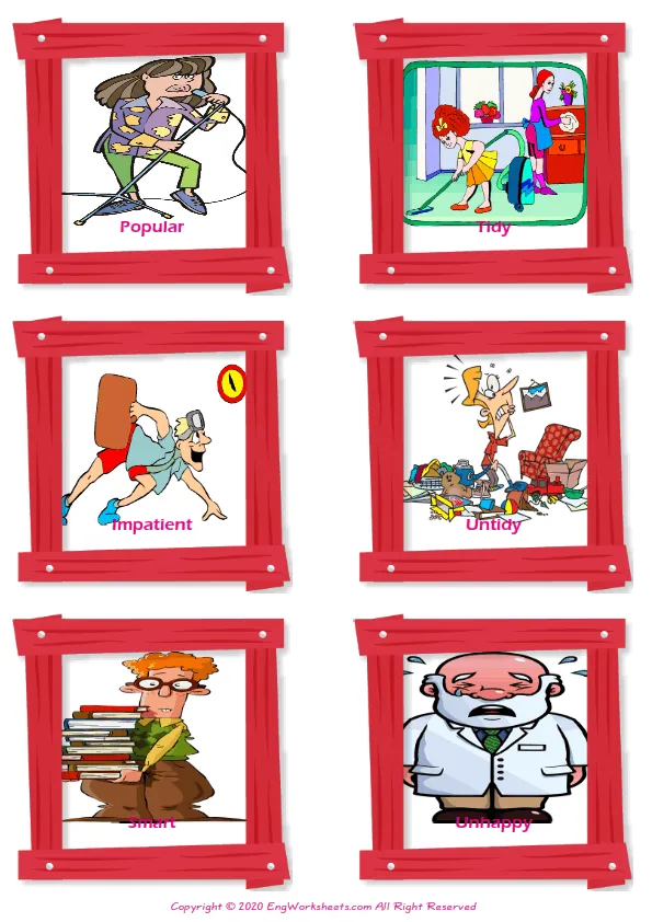 Friendship vocabulary worksheet with words, six images per page