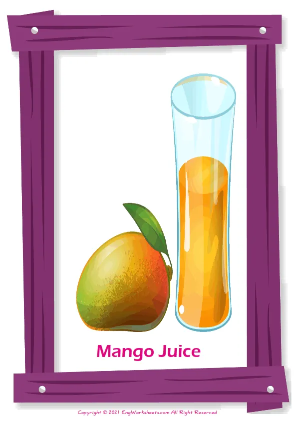 Fruit Juice English vocabulary worksheet with full-page words