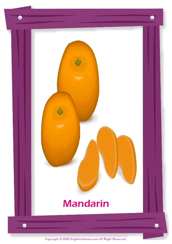 Fruits English vocabulary worksheet with full-page words