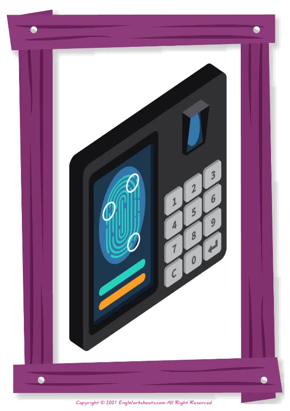 Full-page wordless Access Systems English vocabulary worksheet