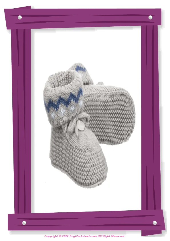 Full-page wordless Children's Clothing English vocabulary worksheet