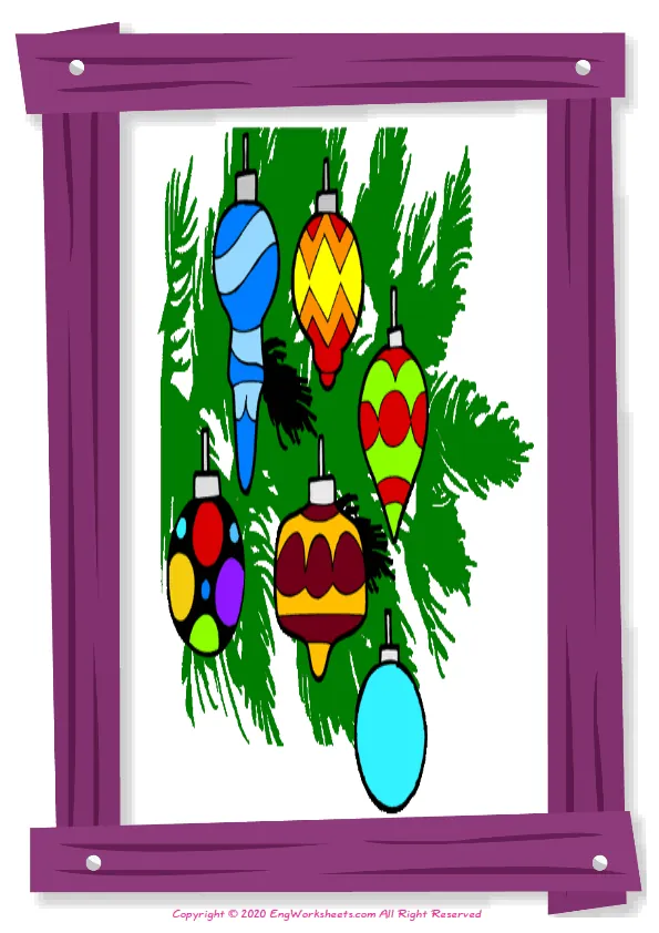 Full-page wordless Christmas English vocabulary worksheet Worksheet Preview