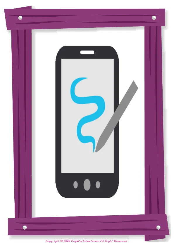 Full-page wordless Devices English vocabulary worksheet