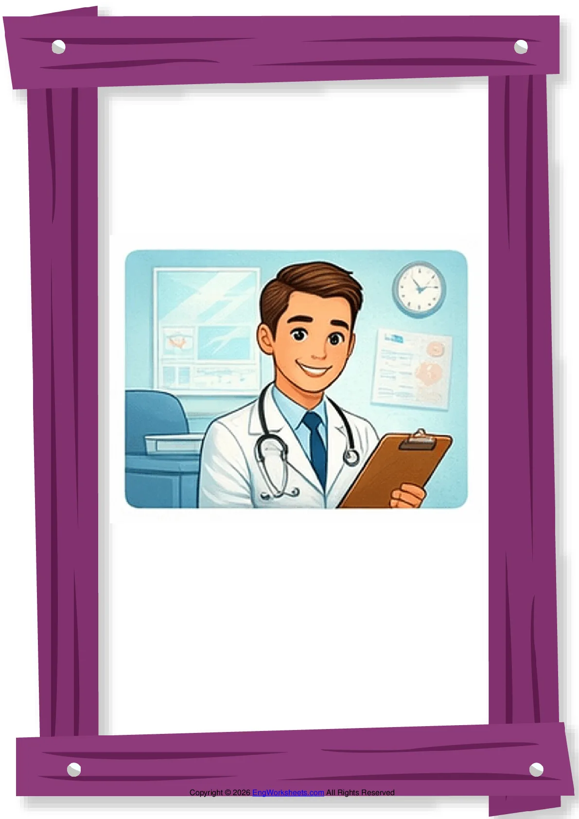 Full-page wordless Doctor English vocabulary worksheet Worksheet Preview