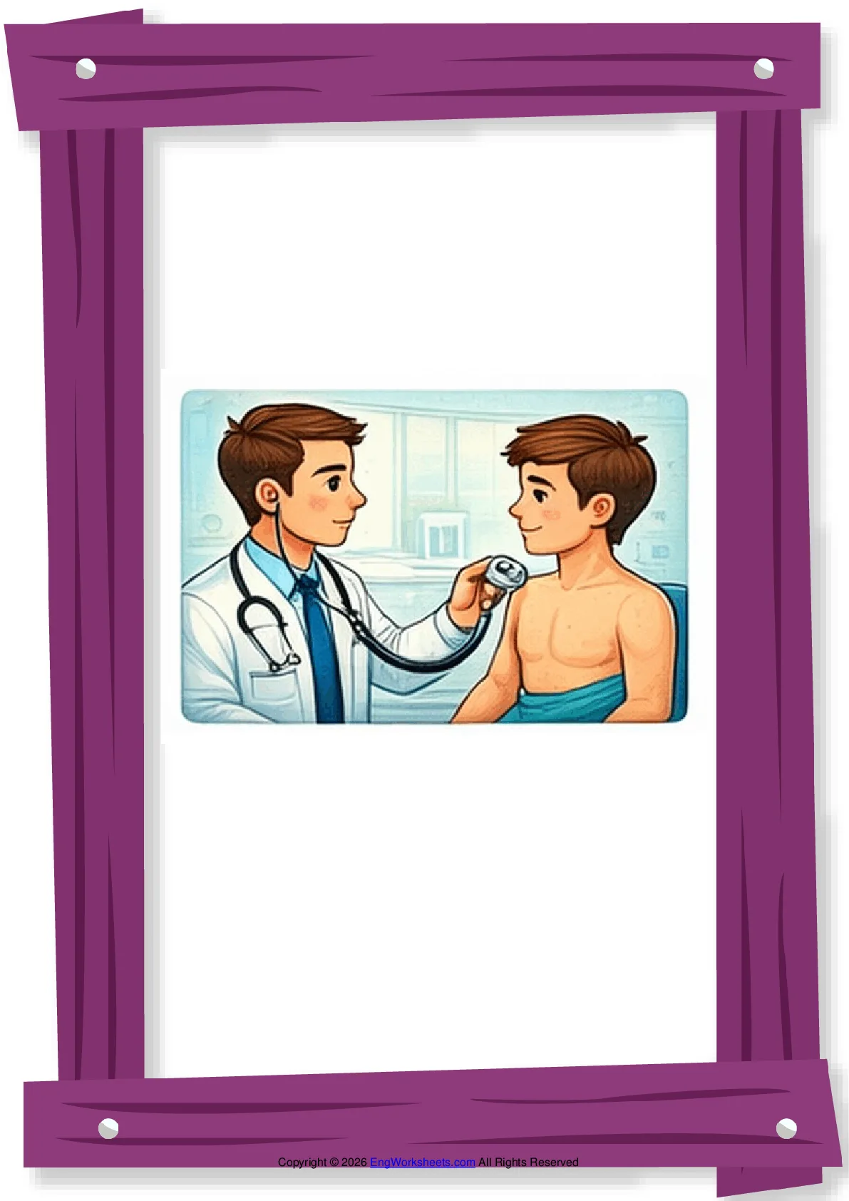 Full-page wordless Doctor English vocabulary worksheet Worksheet Preview