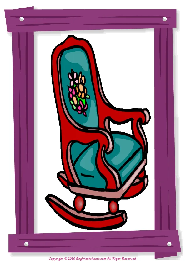 Full-page wordless Furniture English vocabulary worksheet