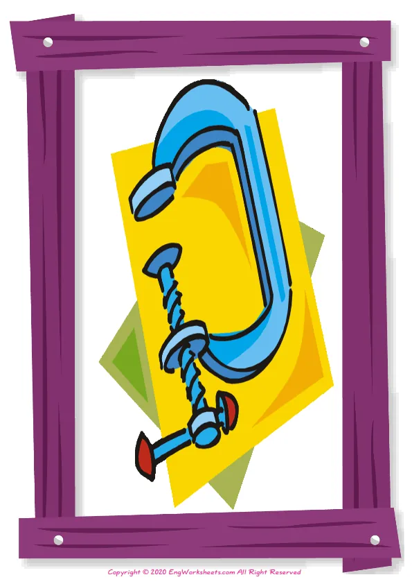 Full-page wordless Hand Tools English vocabulary worksheet Worksheet Preview