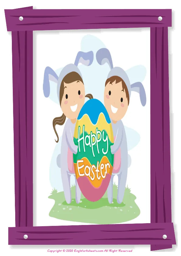 Full-page wordless Happy Easter English vocabulary worksheet Worksheet Preview
